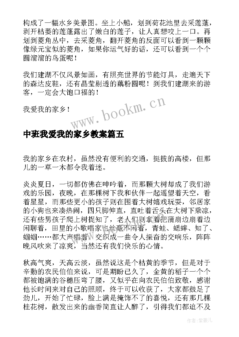 最新中班我爱我的家乡教案(通用8篇)