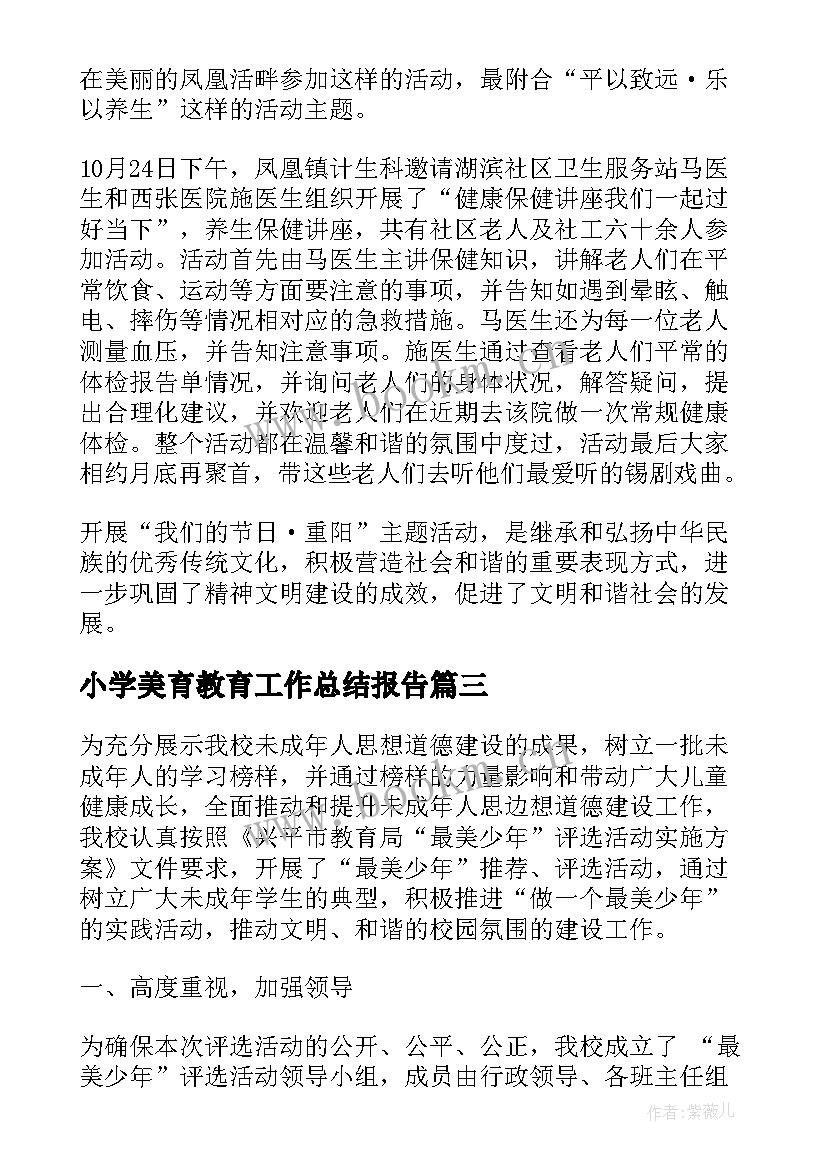 2023年小学美育教育工作总结报告(模板5篇)