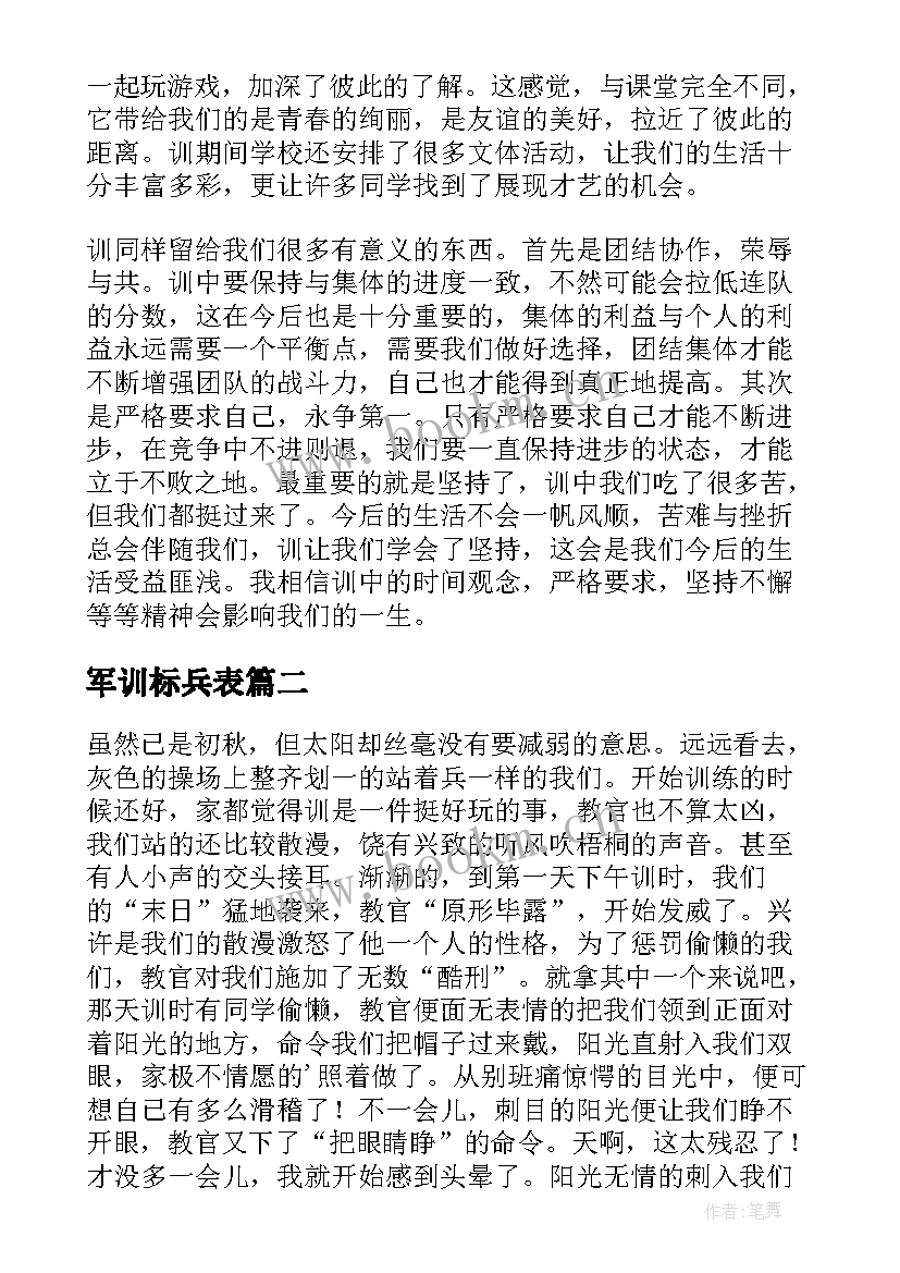 军训标兵表 军训标兵自我鉴定(精选5篇)