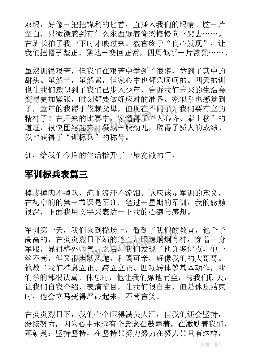 军训标兵表 军训标兵自我鉴定(精选5篇)