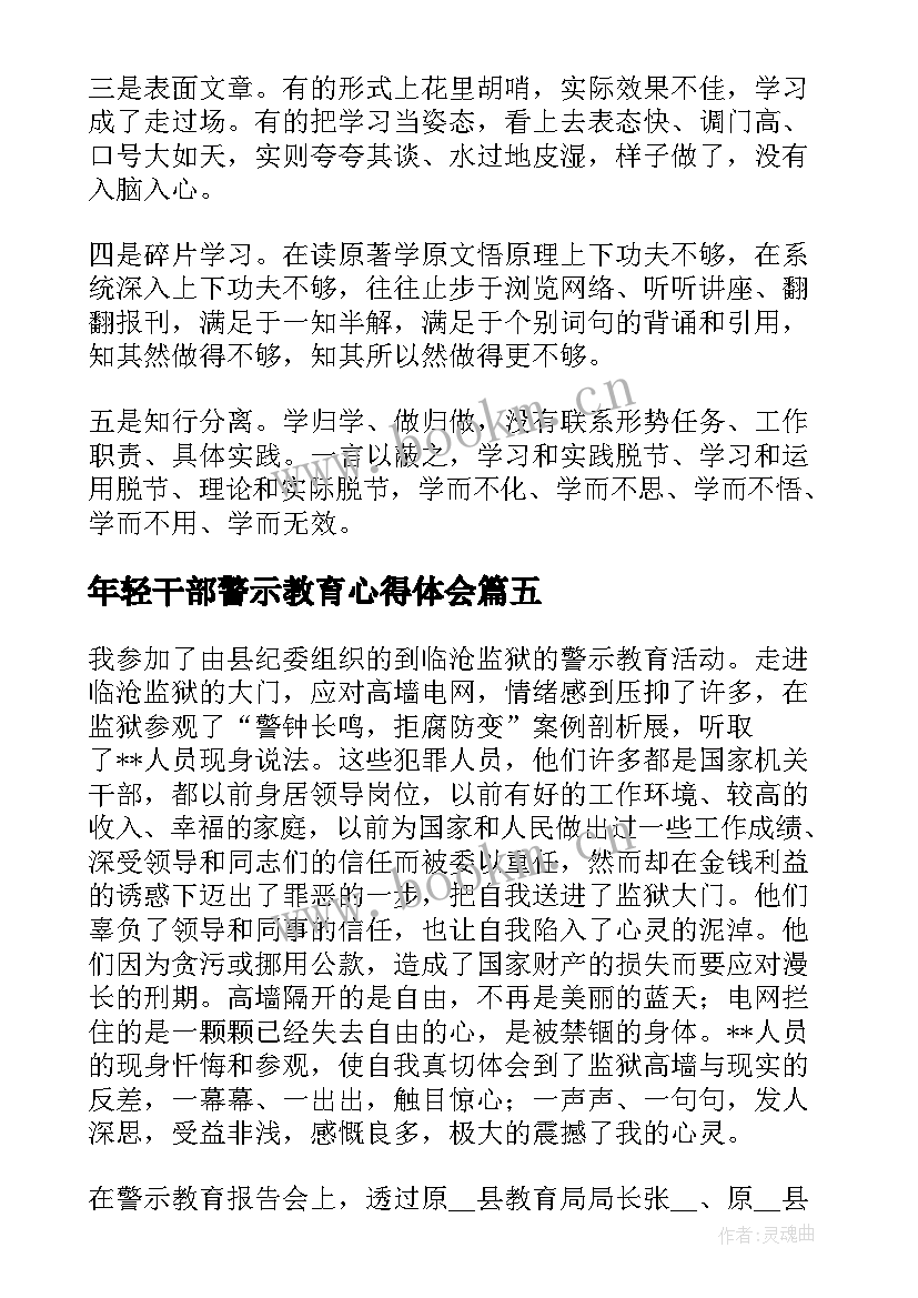 2023年年轻干部警示教育心得体会 年轻干部专题警示教育心得体会(优秀5篇)