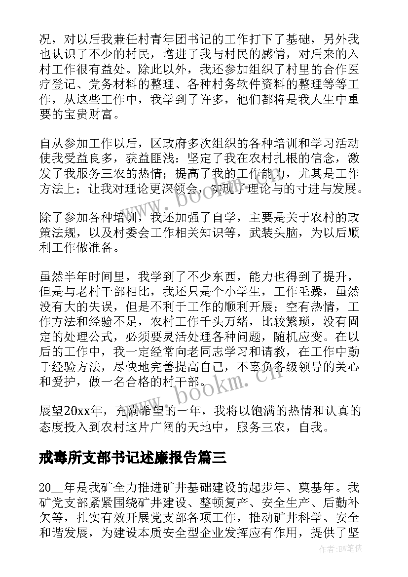 戒毒所支部书记述廉报告 支部书记述职报告(优质10篇)