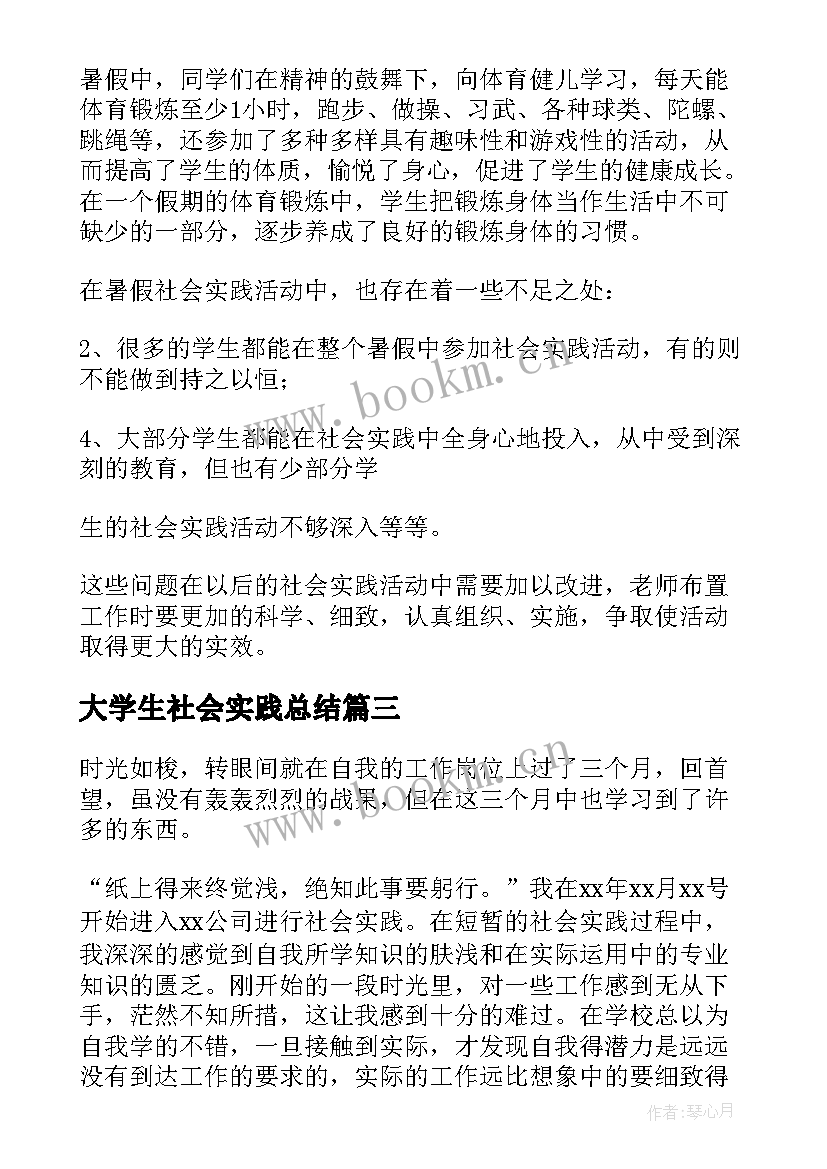 2023年大学生社会实践总结(大全6篇)