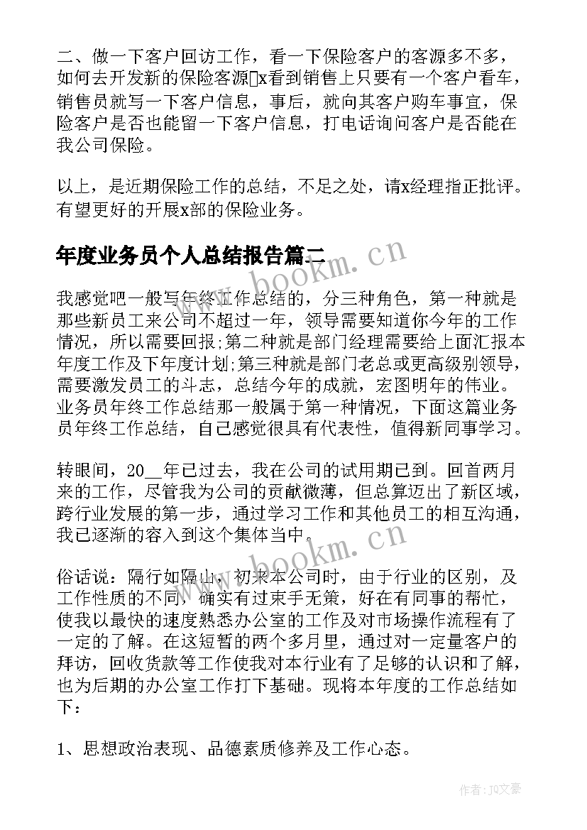 2023年年度业务员个人总结报告(精选5篇)