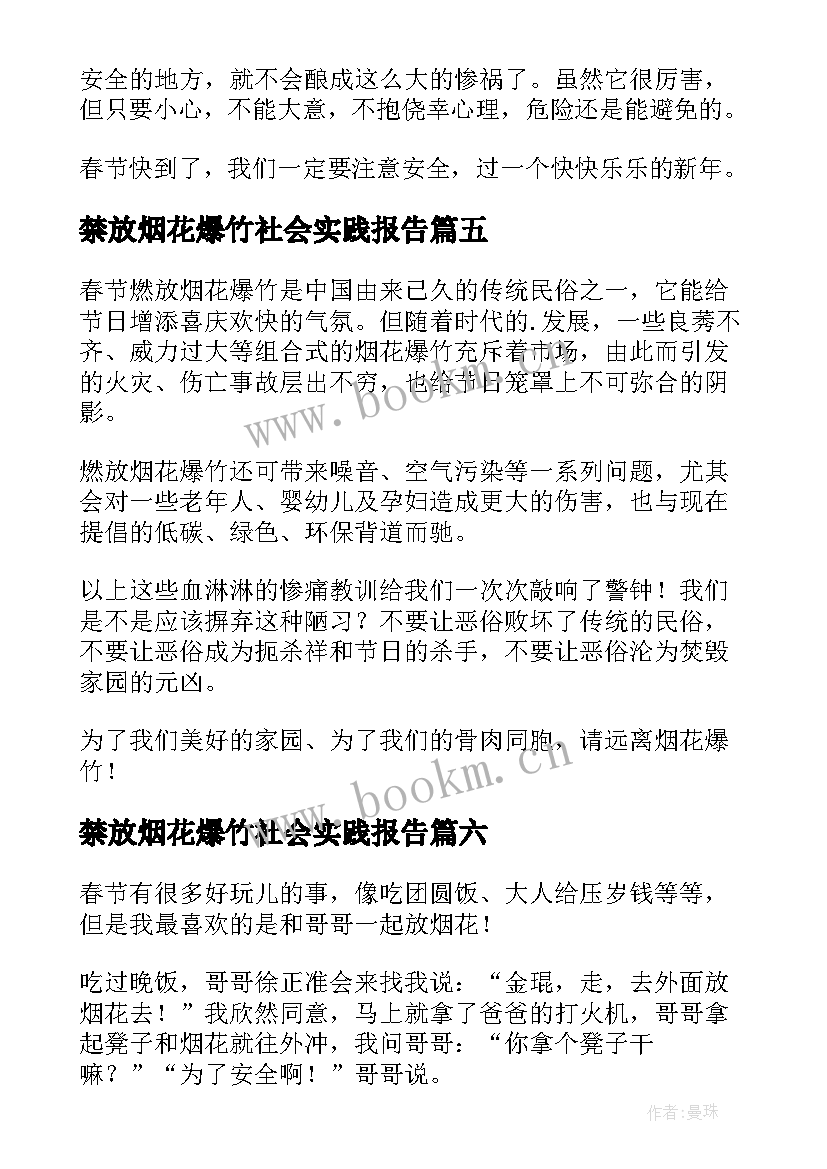 2023年禁放烟花爆竹社会实践报告(大全7篇)