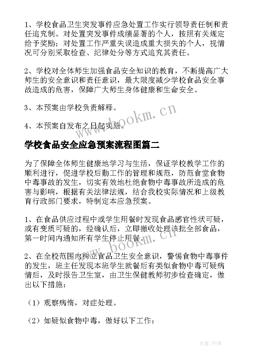 学校食品安全应急预案流程图 学校食品安全应急预案(优秀5篇)