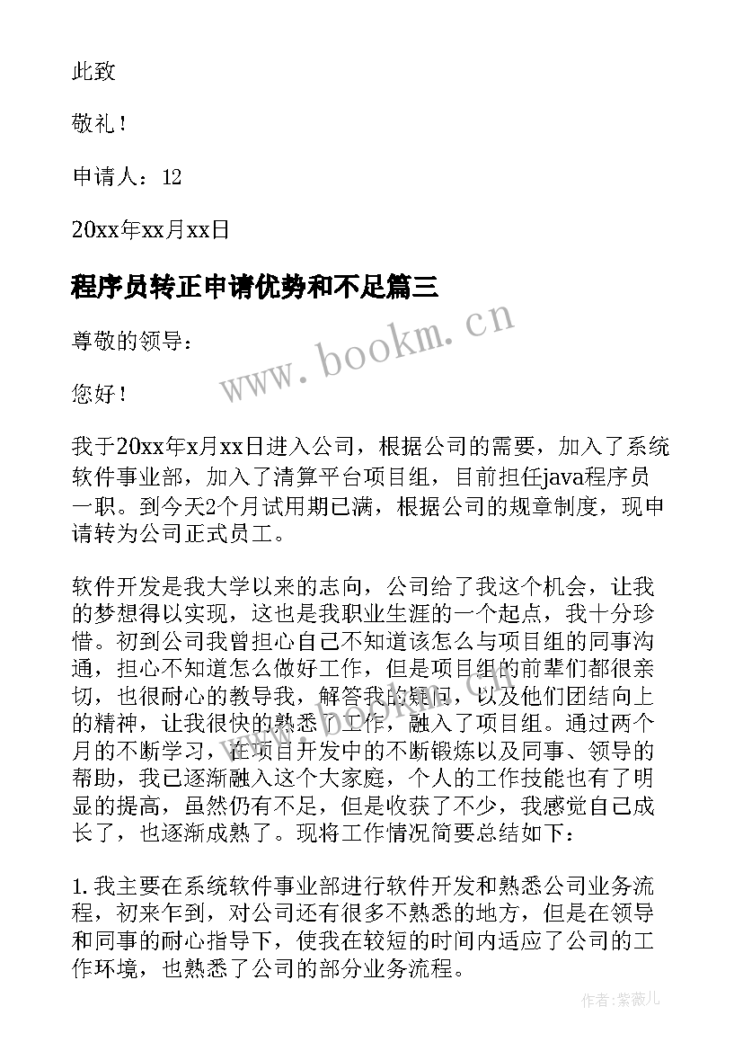 程序员转正申请优势和不足 程序员转正申请书(优质8篇)