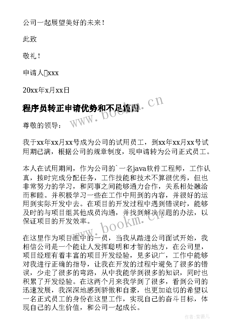 程序员转正申请优势和不足 程序员转正申请书(优质8篇)