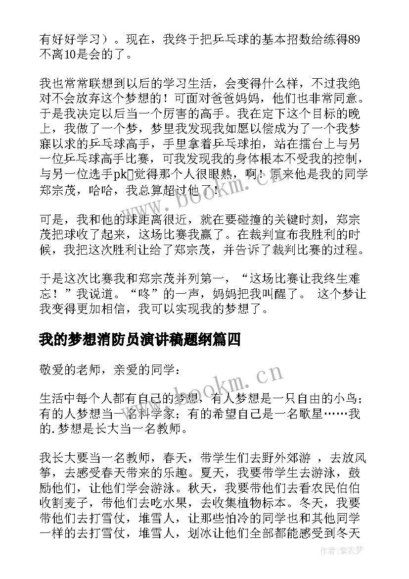 最新我的梦想消防员演讲稿题纲 我的梦想演讲稿(精选6篇)