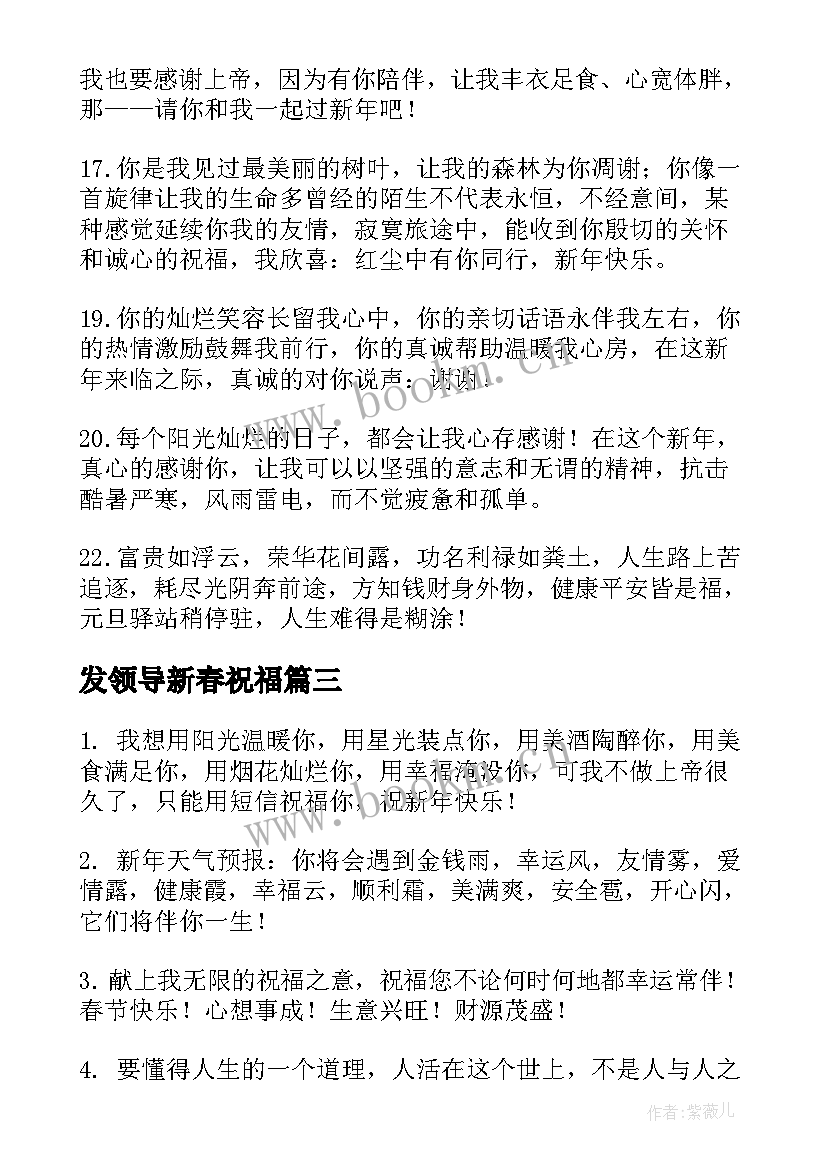 发领导新春祝福 公司领导春节祝福语(优质9篇)