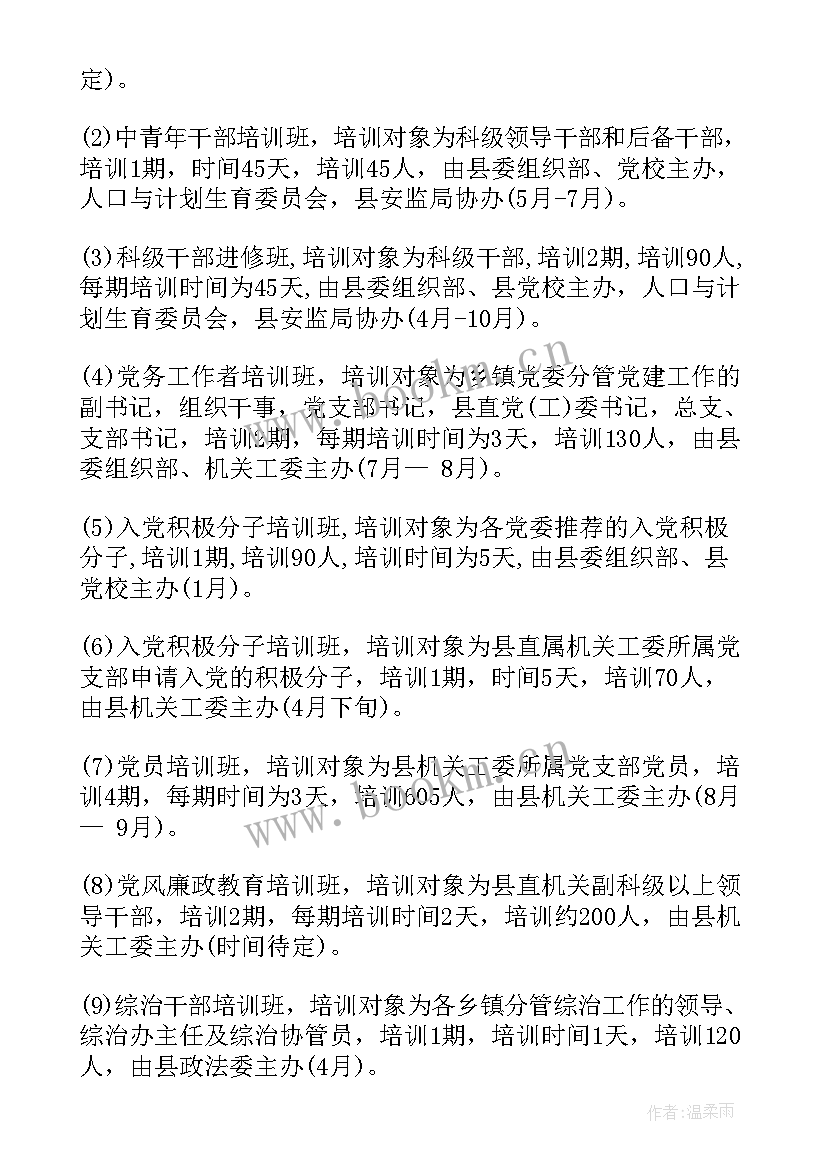 最新药房年度培训计划表 员工年度培训计划表(实用5篇)