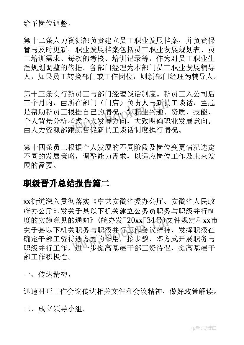 最新职级晋升总结报告 个人职级晋升工作总结(汇总5篇)