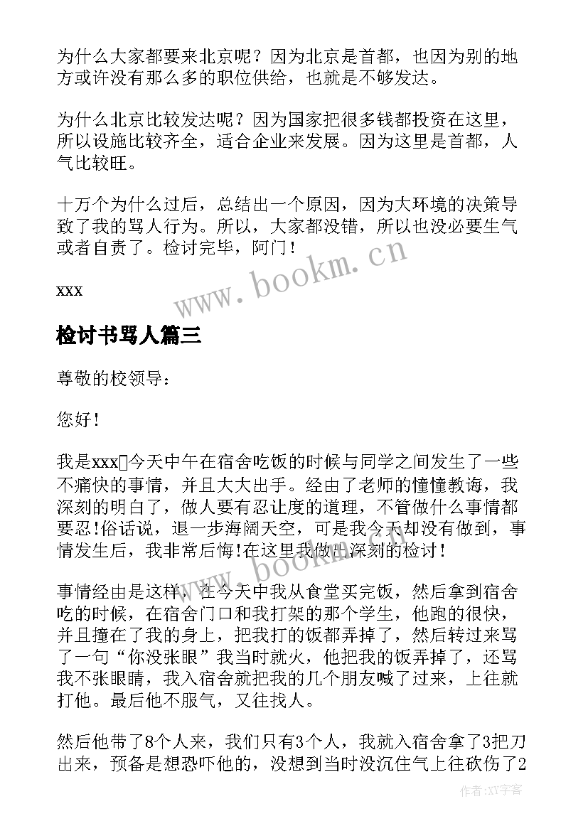 最新检讨书骂人(大全7篇)