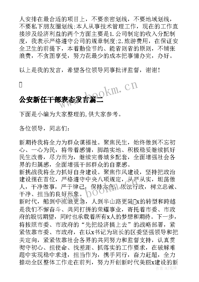 公安新任干部表态发言 新任职干部任前廉政谈话会上的表态发言(优质5篇)