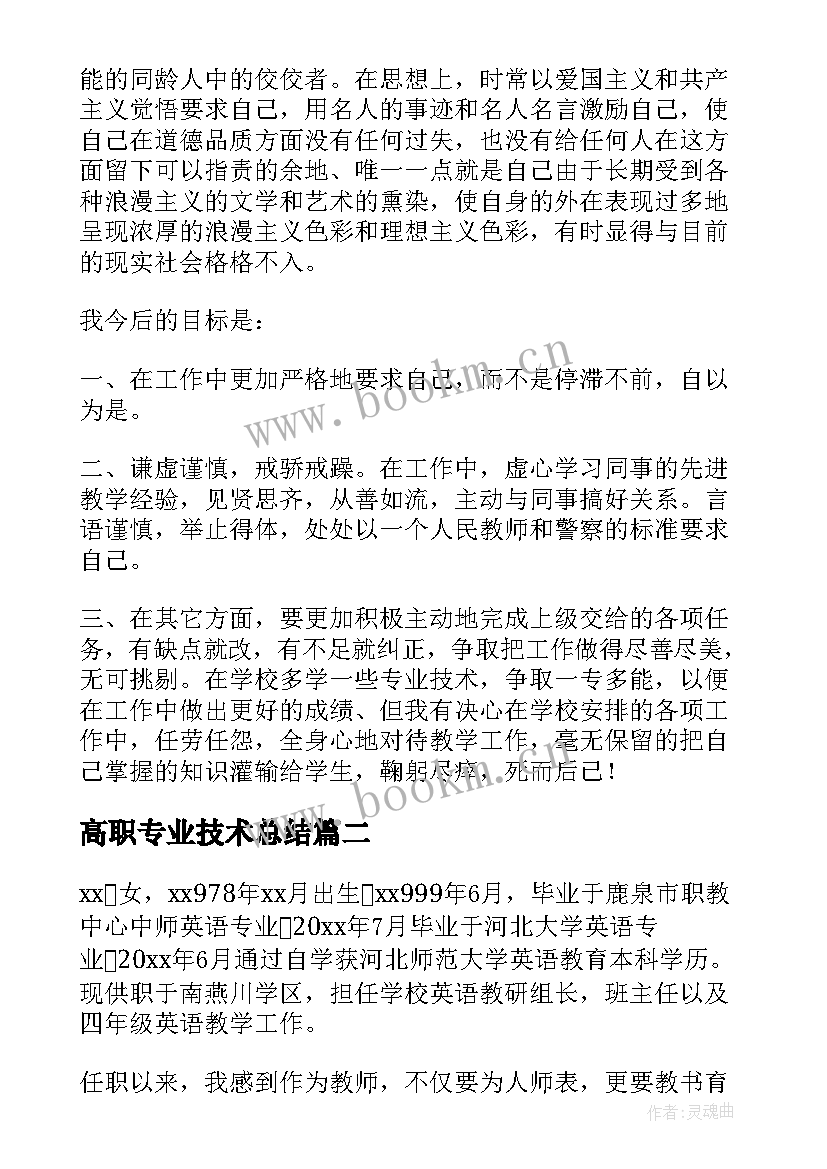 2023年高职专业技术总结(汇总5篇)