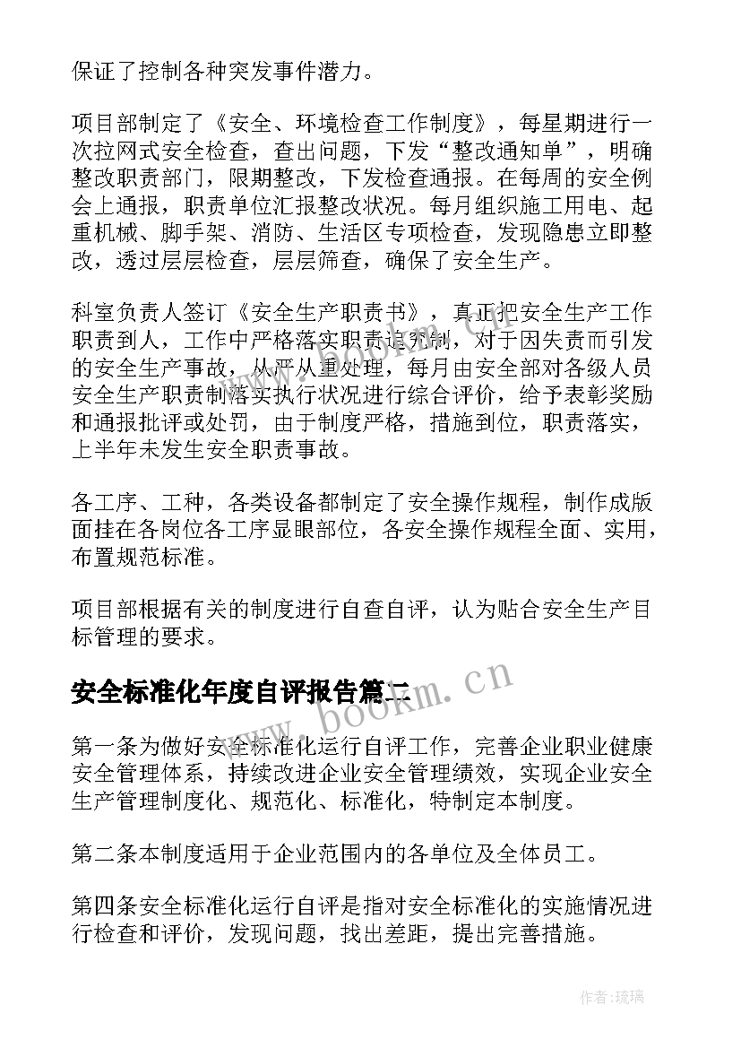 最新安全标准化年度自评报告(精选5篇)