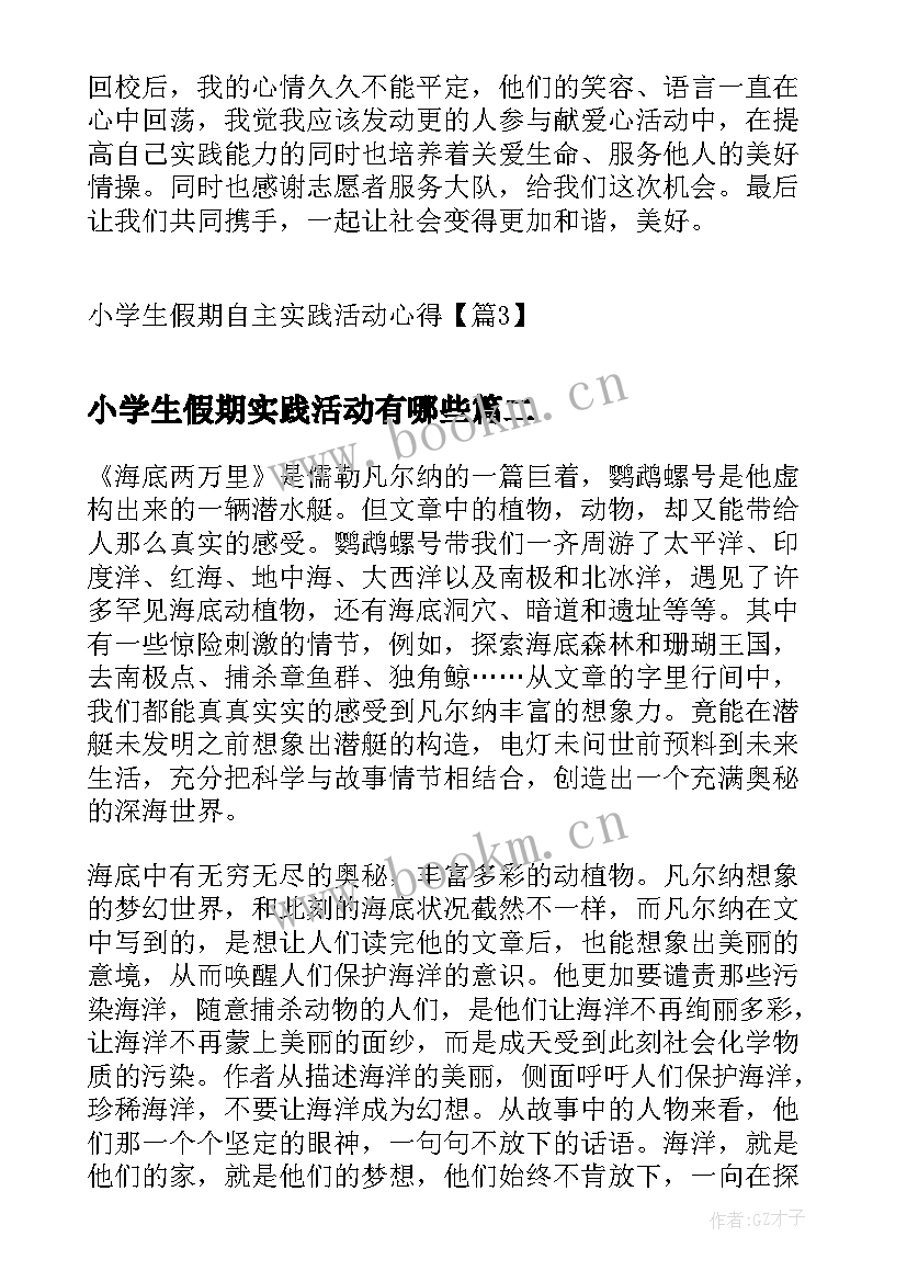 小学生假期实践活动有哪些 小学生假期自主实践活动心得(精选5篇)