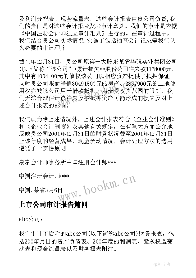 2023年上市公司审计报告 上市公司年度财务审计报告(优质5篇)