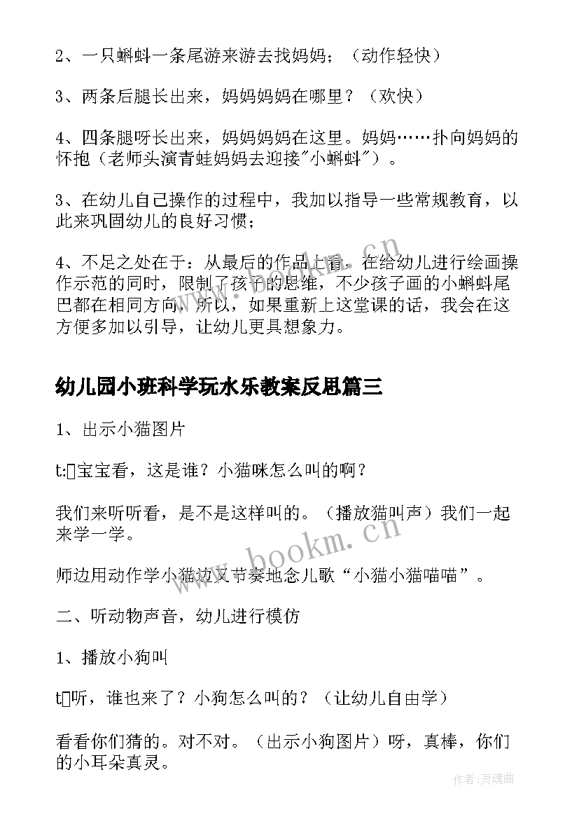 最新幼儿园小班科学玩水乐教案反思(优质5篇)