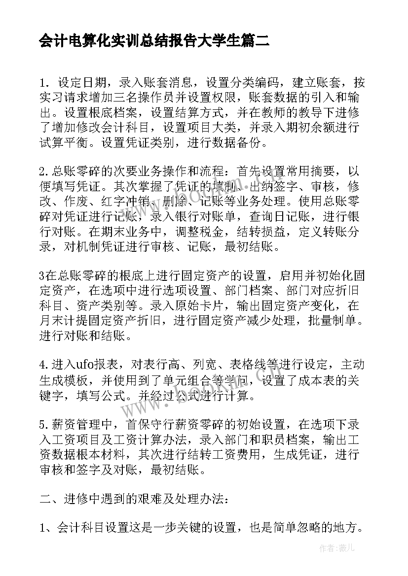 2023年会计电算化实训总结报告大学生(大全5篇)