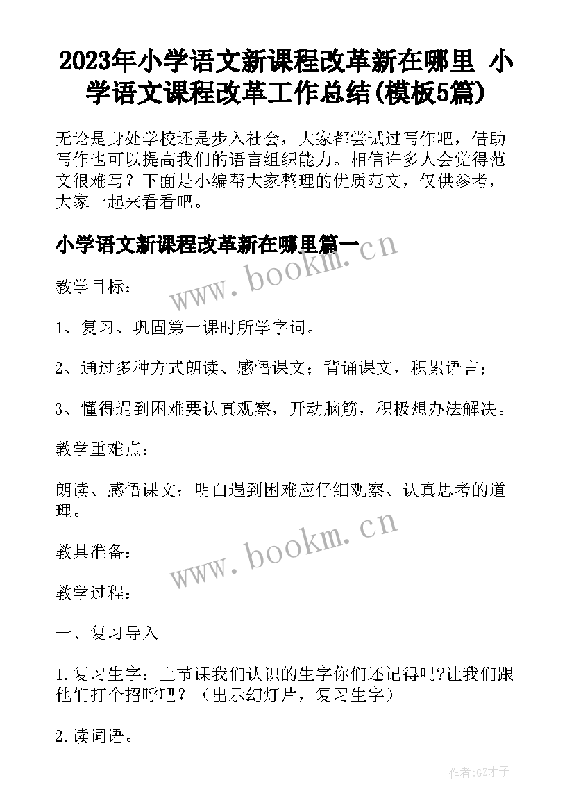 2023年小学语文新课程改革新在哪里 小学语文课程改革工作总结(模板5篇)