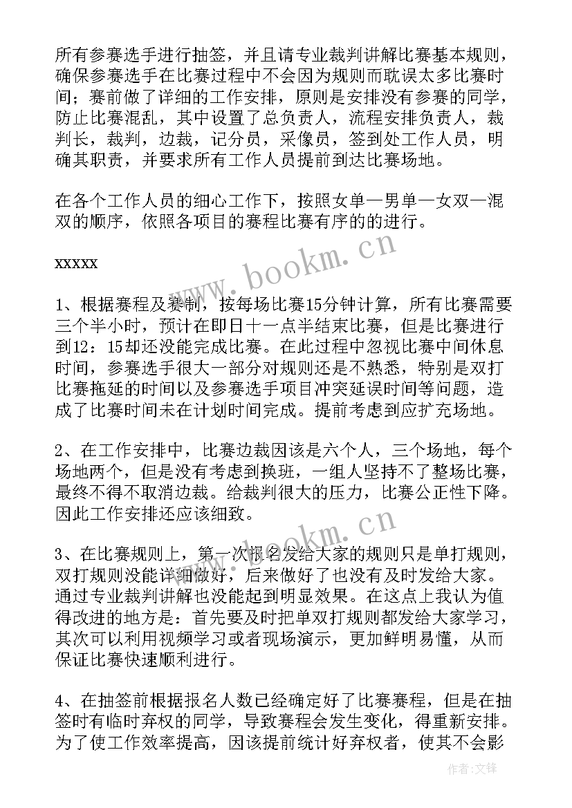 2023年视频比赛总结发言 羽毛球比赛的活动总结(大全7篇)