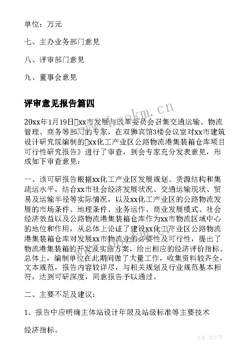 2023年评审意见报告(大全5篇)