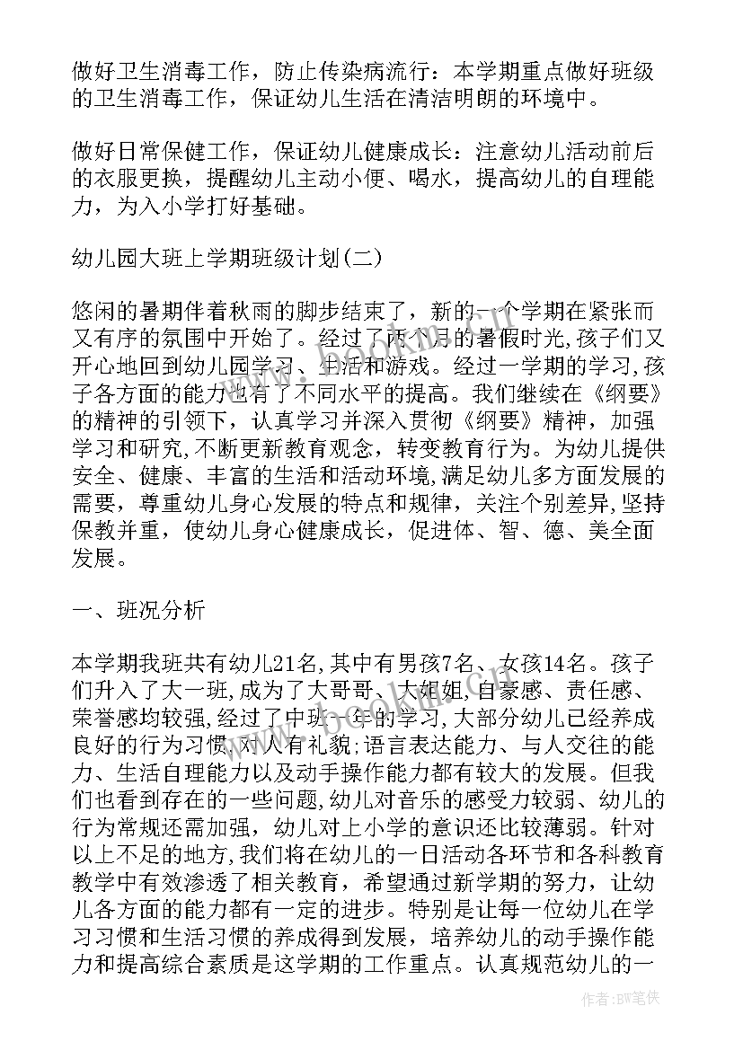 幼儿园大班上学期班级计划总结(模板5篇)