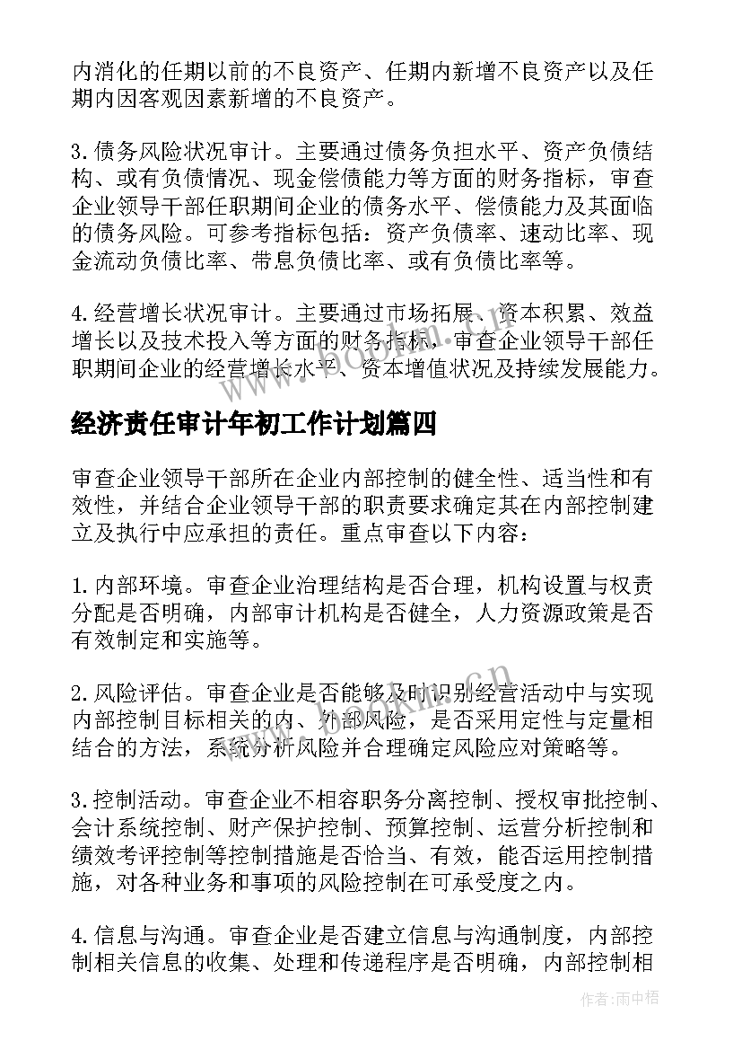 2023年经济责任审计年初工作计划 经济责任审计工作计划(优质5篇)