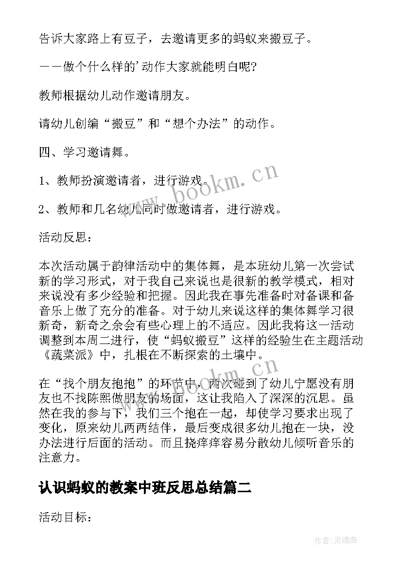 2023年认识蚂蚁的教案中班反思总结 幼儿园中班社会教案反思蚂蚁搬豆(优秀5篇)