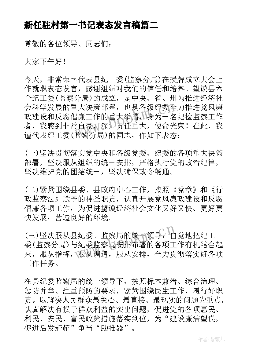 新任驻村第一书记表态发言稿(优秀5篇)