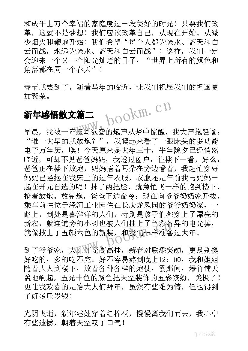 新年感悟散文(实用8篇)