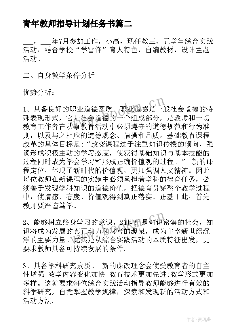 2023年青年教师指导计划任务书 指导青年教师工作计划(优质8篇)