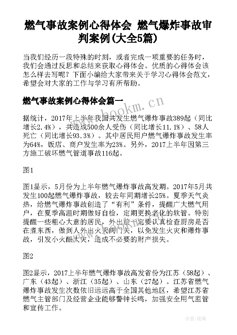 燃气事故案例心得体会 燃气爆炸事故审判案例(大全5篇)