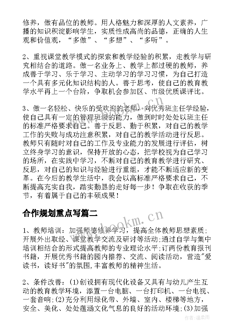 2023年合作规划重点写(通用10篇)