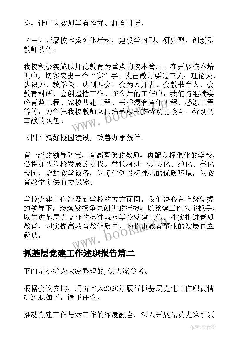 抓基层党建工作述职报告 基层党建工作述职报告(优质5篇)