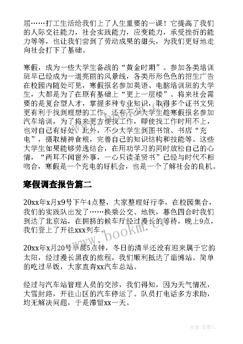 寒假调查报告 大学生寒假调研报告(汇总8篇)