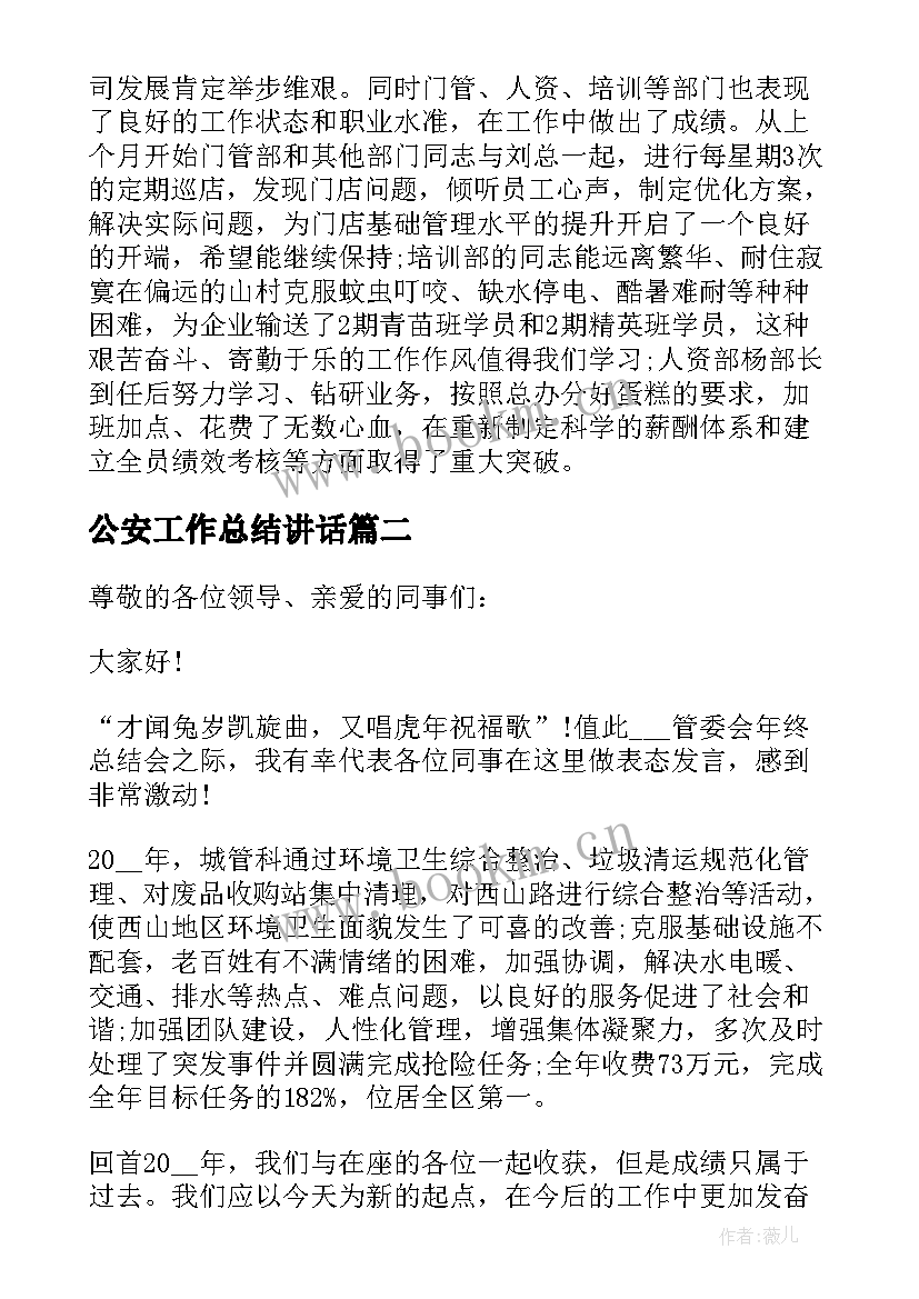 最新公安工作总结讲话(大全5篇)