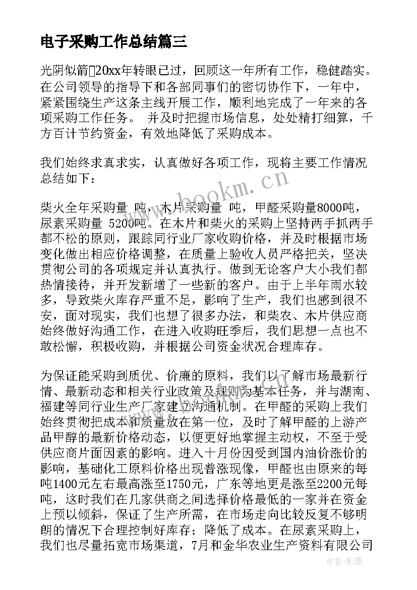 最新电子采购工作总结(汇总6篇)