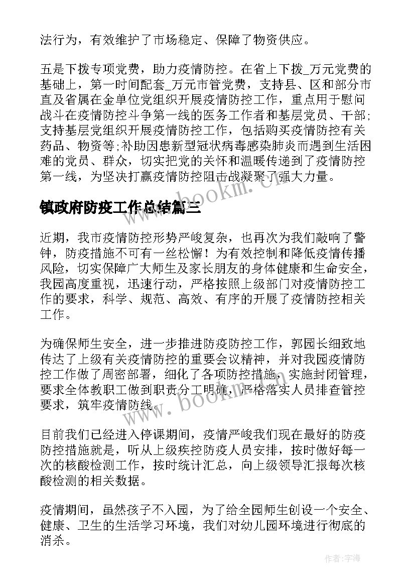 2023年镇政府防疫工作总结(大全7篇)