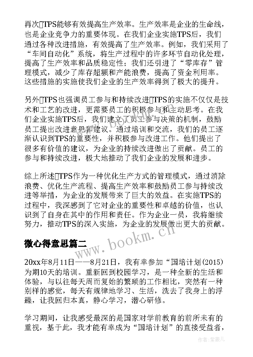 微心得意思(汇总5篇)