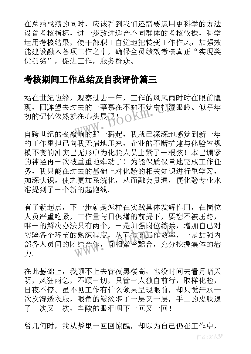 最新考核期间工作总结及自我评价(优质5篇)