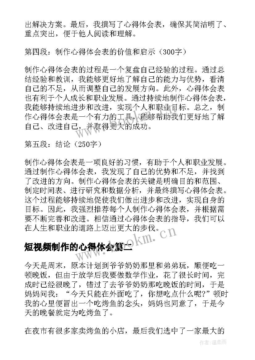 最新短视频制作的心得体会(模板8篇)