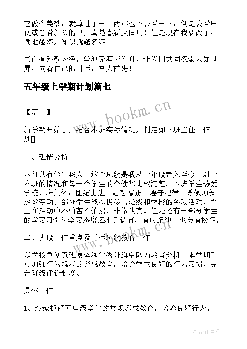 五年级上学期计划(精选9篇)