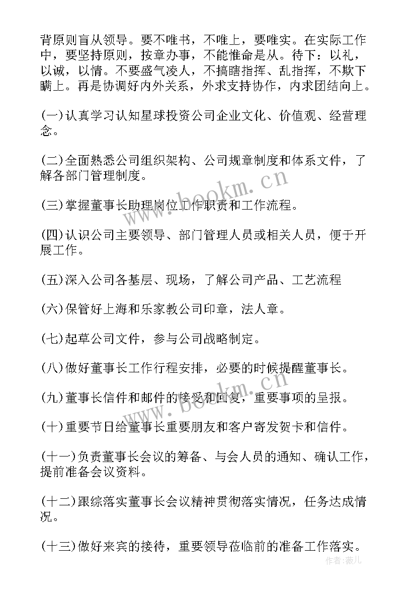 最新公司董事长助理任命书 公司董事长助理个人工作计划(汇总5篇)