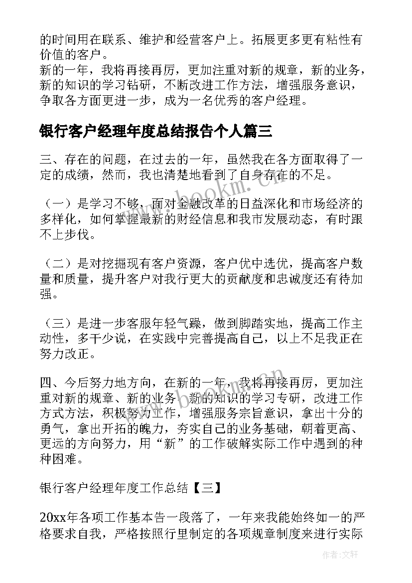 2023年银行客户经理年度总结报告个人 银行客户经理个人年度总结(精选9篇)