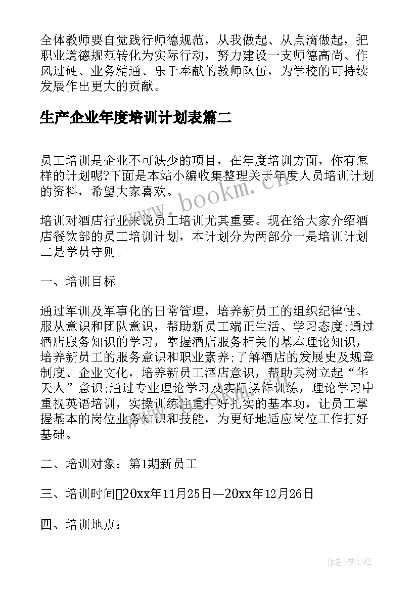 生产企业年度培训计划表 党员年度培训计划表(优秀5篇)