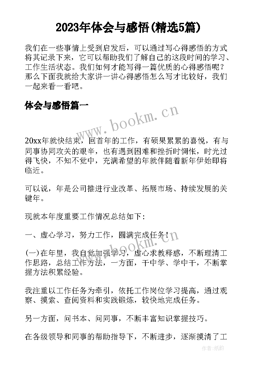 2023年体会与感悟(精选5篇)