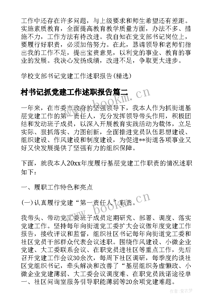 最新村书记抓党建工作述职报告(优质6篇)