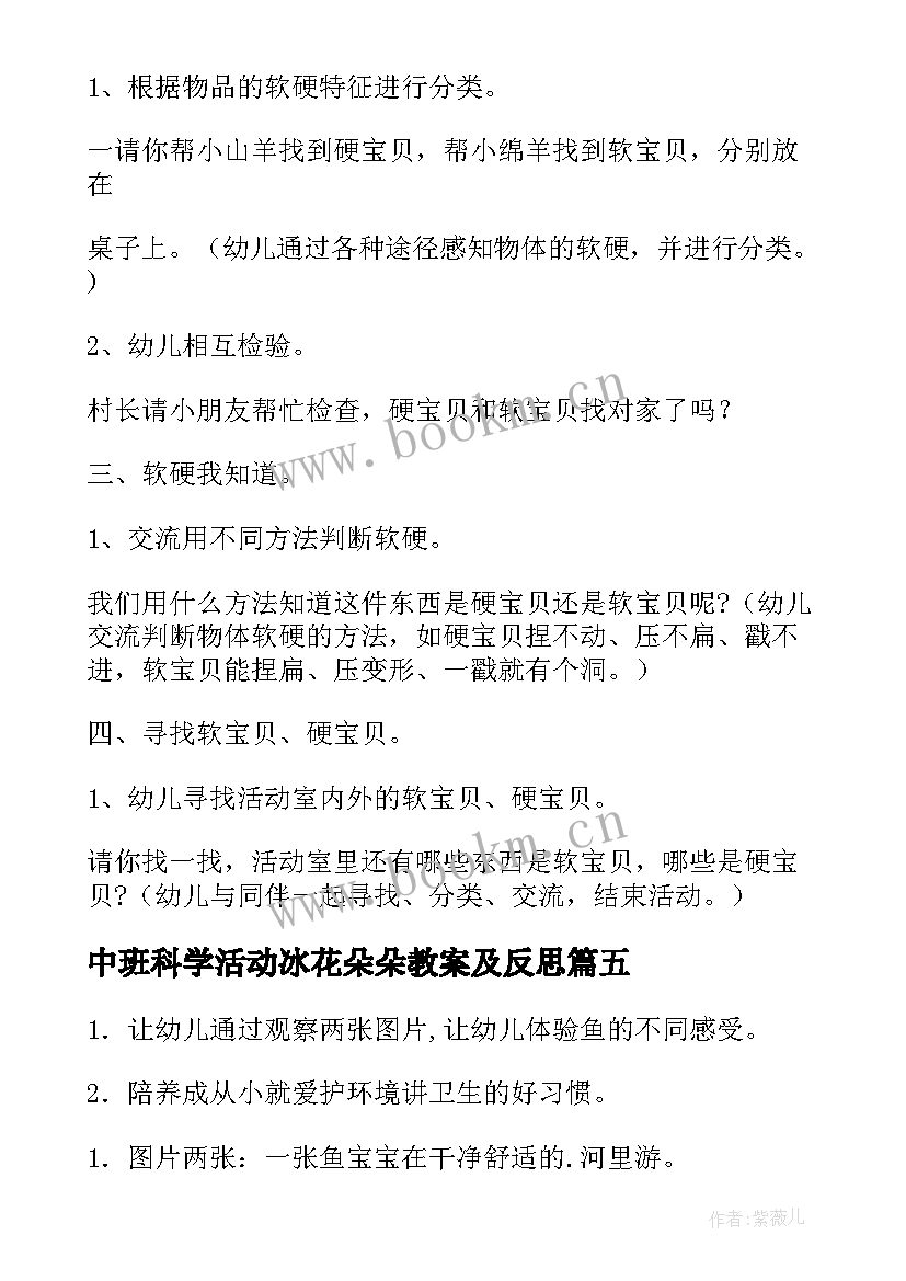 2023年中班科学活动冰花朵朵教案及反思 中班科学活动教案(大全5篇)